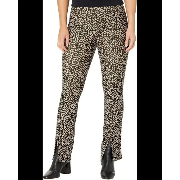 Michael Kors Split Hem Pull On Pants Animal Print Stretch Waist Size XL - Picture 5 of 6
